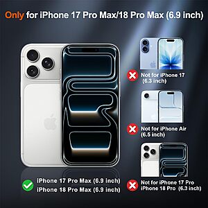 $5.58 AMAZON SUPFINE Magnetic for iPhone 18 Pro Max Case/iPhone 17 Pro Max Case Black