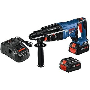 $349* | Bosch GBH18V-26DK24 18V EC Brushless SDS-plus® Bulldog™ 1 In. Rotary Hammer Kit with (2) CORE18V® 8 Ah High Power Batteries at Amazon
