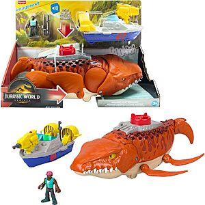 $16.19: Fisher-Price Imaginext Jurassic World Rebirth Aquachomp Chase Mosasaurus at Amazon