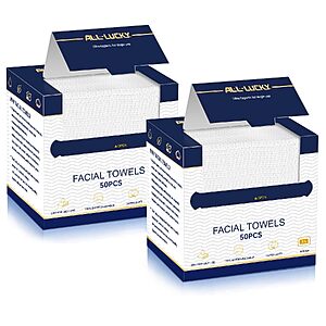 (100 Count) XL Facial Dry Towels 10"x12", Biodegradable Disposable Face Wipes for Makeup Remover, Skincare & Face Cleansing $9.99