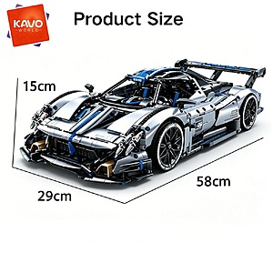 KAVOWORLD 1:8 Scale Silver-Blue Technical Super Racing Sports Car Building Blocks Set $52.3 + Free Shipping