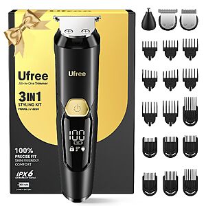 Ufree 3-in-1 Beard Trimmer for Men, IPX6 Waterproof Electric Razor, 8000 RPM $9.99