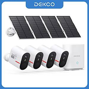 Dekco 3K/5MP Wireless Solar Camera System 4 Cam Kit Outdoor Solar Security Camera Set $142.5 + Free Shipping