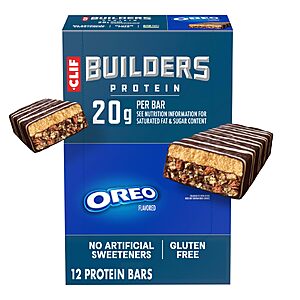 CLIF BUILDERS Protein Bars, OREO-Flavored, 20g Protein, 12ct $14.81 with 5% S&S $13.25 with 15% S&S