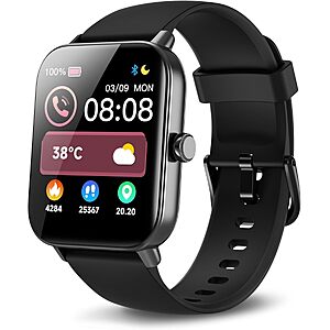 Amazon - Smart Watches for Men Women, Alexa Built-in, 1.8" Smartwatch with Heart Rate/SpO2/Sleep/Stress, IP68 Waterproof Fitness Tracker - $20.99
