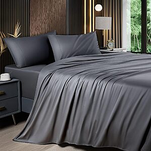 Shilucheng 4 Piece Queen Sheet Sets, Cooling Sheets, Dark Grey $19.24