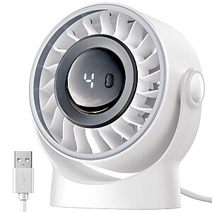 5" SWEETFULL 4-Speed USB Mini Desktop Fan w/ 360° Adjustable Head (2 colors) $11.89 + Free Shipping w/ Prime or on $35+