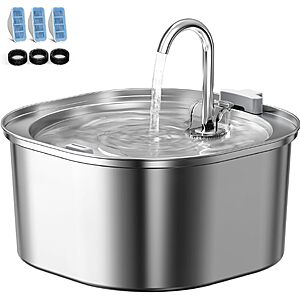 [Prime] 3.2L PEKTACO Stainless Steel Cat Water Fountain w/ Triple-Layer Filtration & Quiet Pump $17.09 + Free Shipping