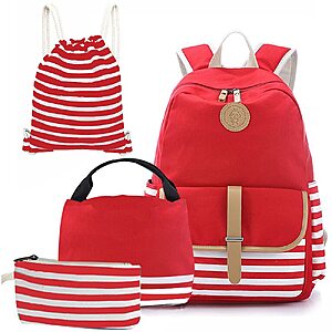 3 or 4-Piece Joyfulife Canvas Stripe 17.7" Backpack Set (Various) from $8.49 + Free Shipping w/ Prime or on $35+