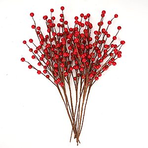 Amazon – Osfvn 14" Artificial Red Berry Stems, 12-Pack - $7.79 w/ Code