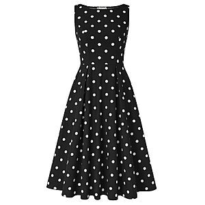 Belle Poque Women's Vintage Sleeveless Polka Dot Cocktail Dress Black XXL $17.86
