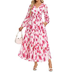 GRACE KARIN Womens Long Sleeve Floral Maxi Fall Dress $14.99
