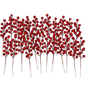 Amazon – KPUETY Artificial Red Berry Stems, 24-Pack - $9.98 w/ Code