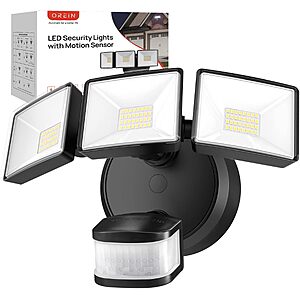 OREiN 6500LM Hardwired Outdoor LED Flood Light w/ Dual PIR Motion Sensor, 180° 75' Detection & Dusk-to-Dawn Mode (Black or White) $19.99 + Free Shipping w/ Prime or on $35+