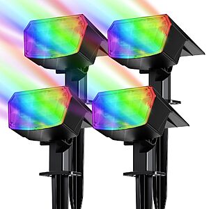 Amazon – TECKNET RGB Solar Spot Lights, 4-Pack - $23.99 w/ Code
