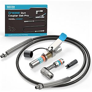 [Prime] Seesii Grease Gun Accessory Kit Pro w/ 12k PSI Quick-Release Coupler & More $13.77 + Free Shipping