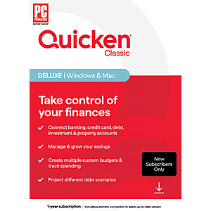 Quicken Classic Deluxe (Mac/PC) new subscribers $45.53 at B&H Photo