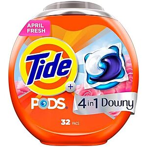 [SnS, AC] $32.16 | 4 × 32-Count Tide PODS Laundry Detergent (Downy April Fresh) ($8.04 each) at Amazon