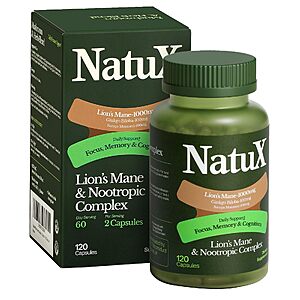 Amazon – NatuX Mushroom Supplement Capsules, 120-Count - $11.99 w/ Code