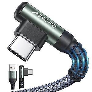 2-Count AINOPE 6.6' Right-Angle USB-A to USB-C Fast Charging Braided Cables (Grey) $4.97 ($2.49 each) + Free Shipping w/ Prime or on $35+