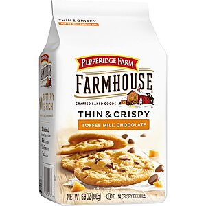 Pepperidge Farm Farmhouse Thin & Crispy Toffee Chocolate Cookies, 6.9 Oz~$3.39 After Coupon & S&S @ Amazon