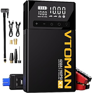 VTOMAN X7 4250A Jump Starter w/ 160PSI Air Compressor $47 + Free Shipping