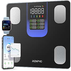 RENPHO Smart Scale for Body Weight, Weight Scale with 7-in-1 Large Display for BMI, Body Fat, Muscle Mass, 13 Body Composition, High Accurate Bluetooth Scale, 500lbs, Black $37.99