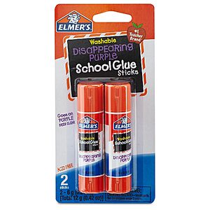 Elmer's Glue Stick 2pk 6G Disappearing Purple $0.5