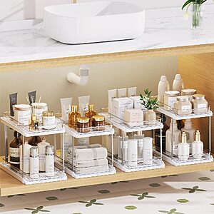 4-Pack Delamu 2-Tier Under Sink Storage Organizers w/ Pull Out Drawers $20.99 + Free Shipping w/ Prime or on $35+