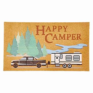 30" x 17" Rectangle Aucuda Happy Camper Outdoor Door Mat (Brown) $5.69 + Free Shipping w/ Prime or on $35+