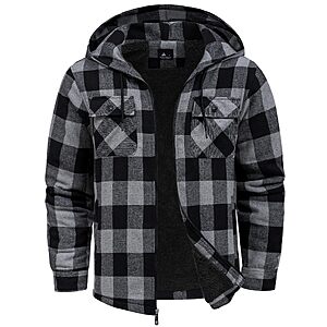 Amazon – ZITY Men's Sherpa-Lined Plaid Flannel Hoodie - $14.99–$22.49 w/ Code