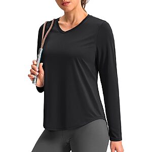 G Gradual Women's Long Sleeve V-Neck Dry Fit Workout Top (Various) $7.49 + Free Shipping w/ Prime or on $35+