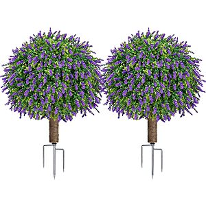 Amazon – LuceAlberi 24.7" Artificial Lavender Topiary Trees, 2-Pack - $29.57 w/ Code + Deal