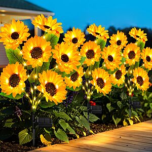 3-Pack Solar Sunflower Garden Stake Lights w/ 18 Flower Heads & 54 LEDs $14.99 + Free Shipping w/ Prime or on $35+