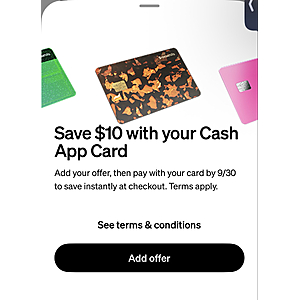 Save $10 with your Cash card