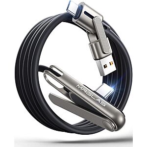 4' Mrglas 240W USB-C Charging Cable w/ Built-In Phone Stand & 90° Connector $8.99 + Free Shipping w/ Prime or on $35+