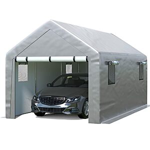 Jocoevol Carport 10x20 FT Enclosed Carport with Roll-up Windows, Portable Garage with Removable Sidewalls & Doors $219.99