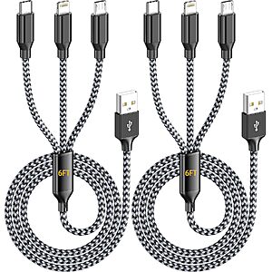 2-Pack 6' IDISON 3-in-1 Multi Charging Cable (Lightning, USB-C & Micro USB) $4.49 + Free Shipping w/ Prime or on $35+