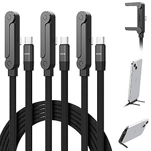 [Prime] 3-Pack 5' Mitesbony 240W USB-C to USB-C Cable w/ Built-in Phone Stand (Black) $9.99 ($3.33 each) + Free Shipping