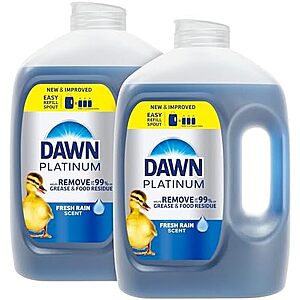 [SnS, AC] $37.80* | 3 × 2-Pk 51.5-Oz Dawn Platinum Refill Jug Dish Liquid Soap (Fresh Rain Scent) ($12.60 each) at Amazon