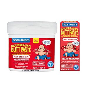 [SnS, AC] $4.86* | 14-Oz Jar + 2-Oz Tube Boudreaux's Butt Paste Maximum Strength Diaper Rash Cream at Amazon