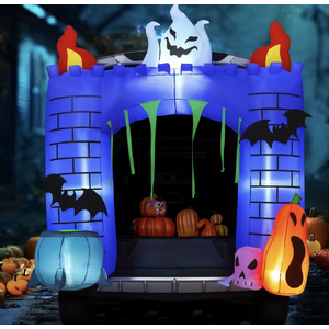 Joyfy 6 FT Tall Haunted Castle Halloween Inflatable Haunted Castle Decoration $30.7