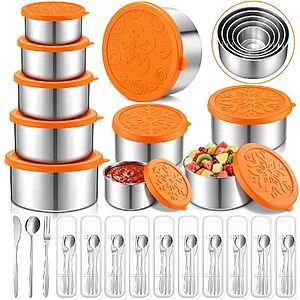 60-Piece Stainless Steel Snack Containers Set w/ Lids & Utensils $9.99 + Free Shipping w/ Prime or on $35+