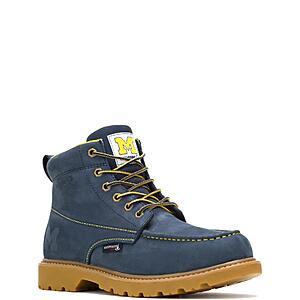 Wolverine x Valiant University of Michigan Floorhand Moc Toe Work Boot (Tan, Navy) $89.99 or for New Customers $79.99 + Free Shipping