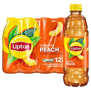 $6.45 S&S AMZ Lipton Peach Iced Tea, 16.9 Fl Oz Bottles (Pack of 12)
