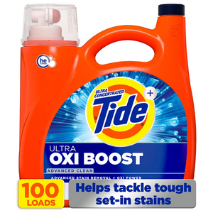 Tide Ultra Oxi Boost Liquid Laundry Detergent, 100 loads, 128 fl. oz. $15.48