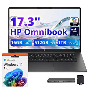 HP OmniBook 17.3" FHD Laptop w/ Core Ultra 7 255U 16GB DDR5 & 512GB SSD (Mica Silver) $899.00 + Free Shipping