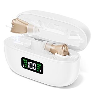 CIC Hearing Aids for Seniors with Rechargeable UV Cleaning Charging Case $69.99