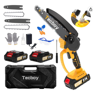 8+6 Inch Mini Chainsaw Cordless Electric Handheld with 2X 2.0Ah Batteries $29.74