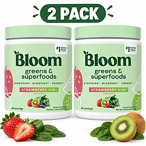 2-Pack Bloom Greens & Superfoods Strawberry Kiwi, 48 Servings Each (96 Total Servings) $36.99 + Free S&H